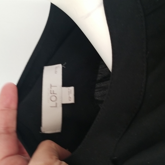 LOFT Black Sheer Band Collar Long Sleeves Top with pockets - Picture 4 of 4